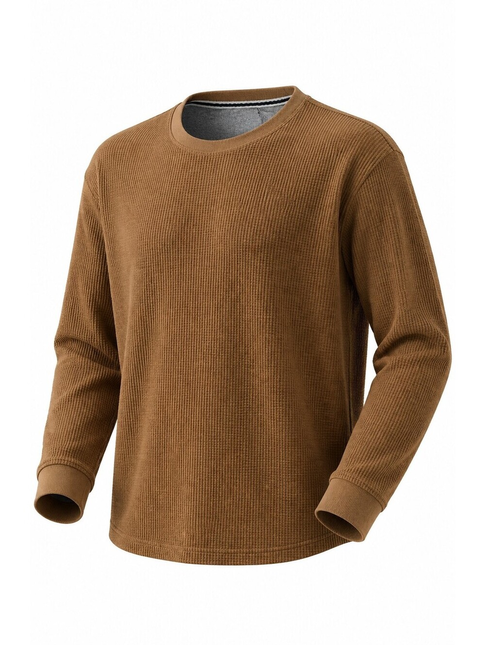 Members Mark Men's XXL Brown Waffle Thermal Crewneck Shirt
